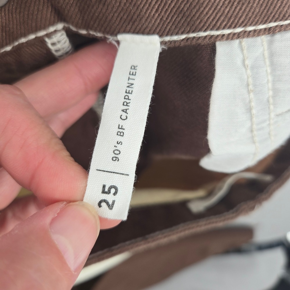 PacSun Womens 27 Patchwork Carpenter Pants Brown Tan Cream Utility Straight Leg - Picture 6 of 13